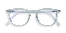 Load image into Gallery viewer, A light, translucent blue, trapezium-shaped glasses is pictured.

